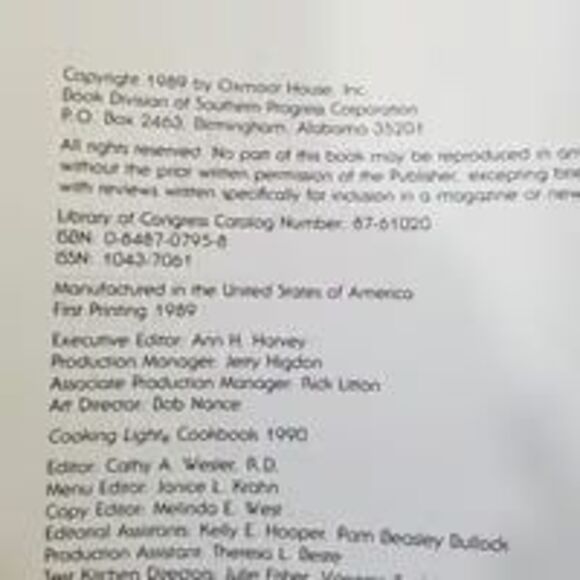 Vintage Cooking Light hardcover book cookbook first Printing 1989 - Picture 8 of 10